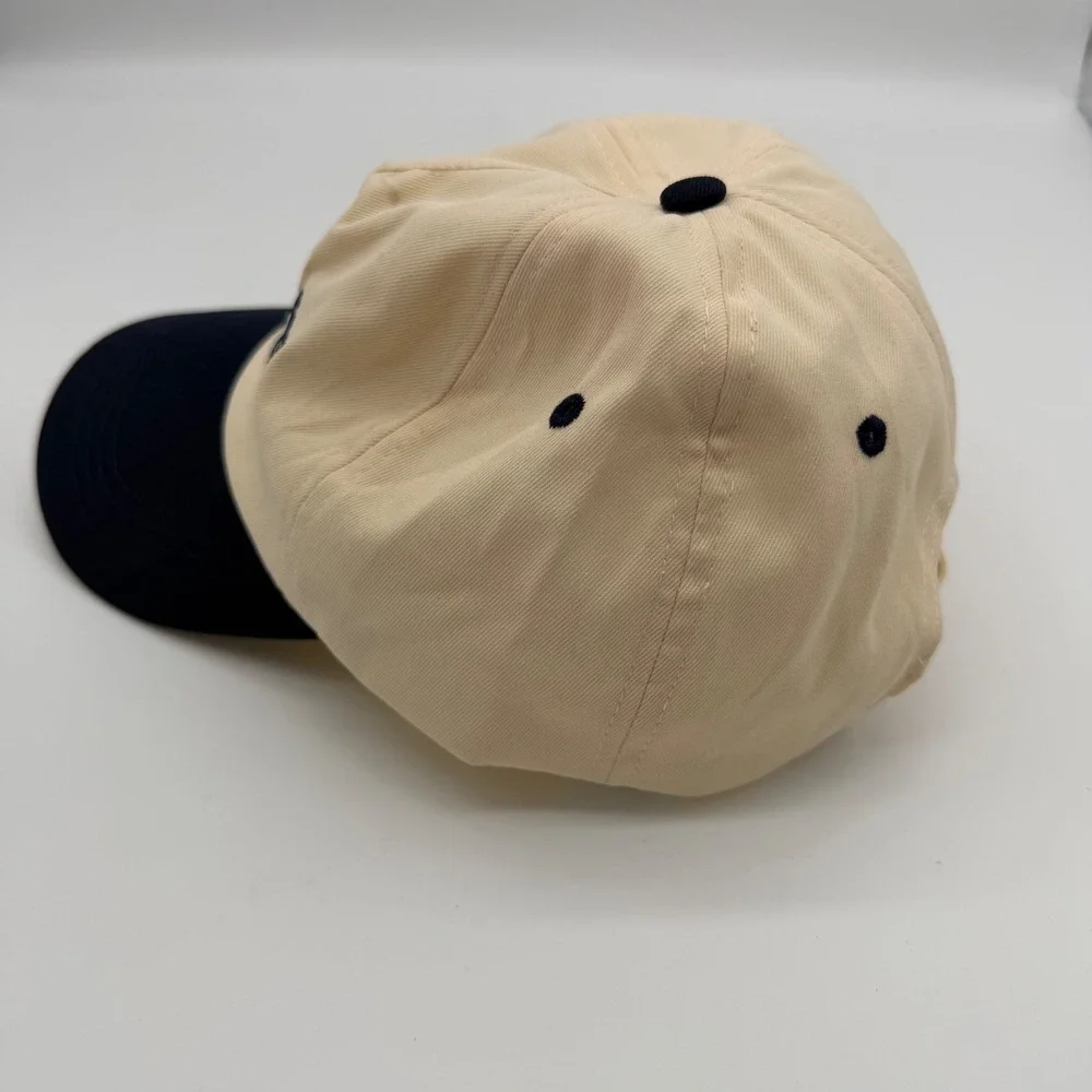 Put It On My Fiance's Tab Baseball Cap Tan Navy Blue Adjustable Dad Hat